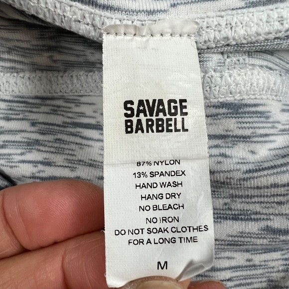 Savage Barbell Heather Grey Workout Gym Athletic Crop Legging Mesh Inset Woman M - Picture 7 of 9